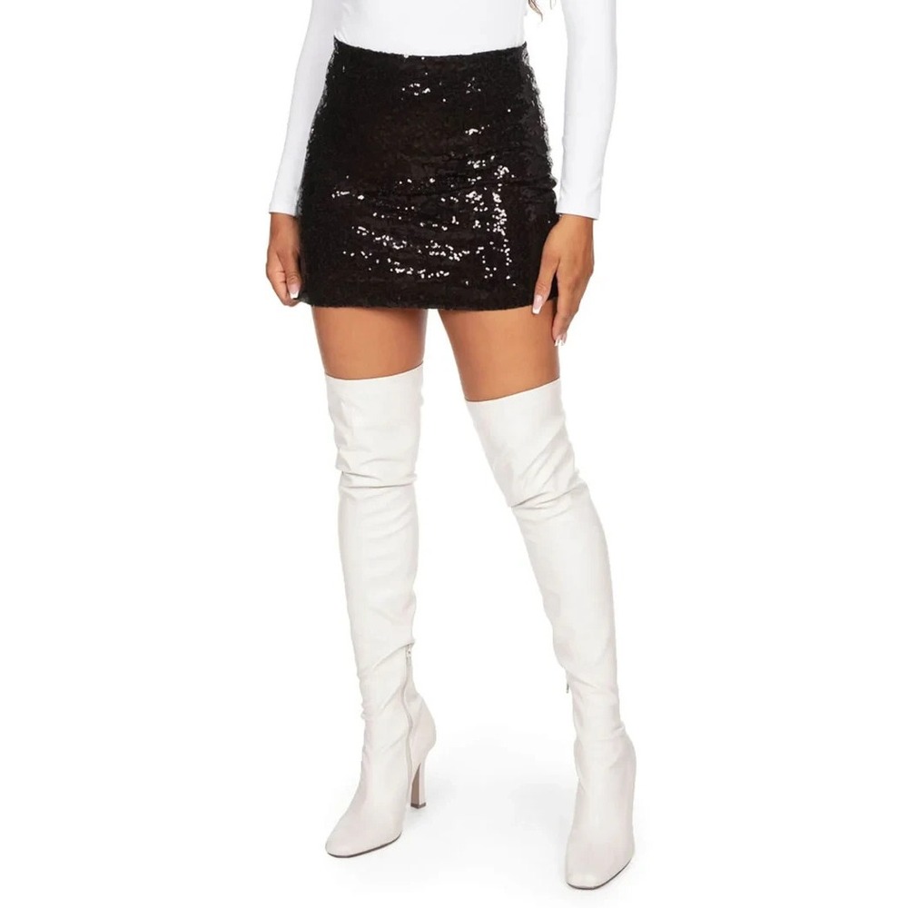 TIPSY ELVES BLACK SEQUIN HIGH RISE MINI SKIRT Women Plus Size 1X NEW WITH TAGS!!